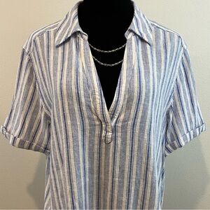 Striped Button Down Linen Shirt